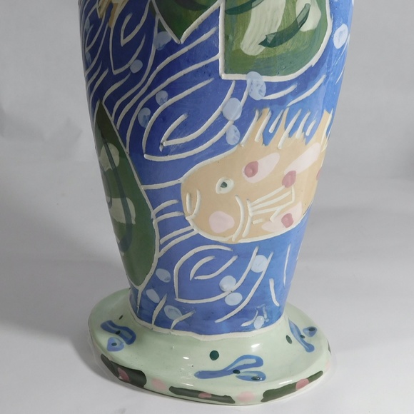 Studio Pottery VASE - Colorful Arts and Crafts Vase signed \